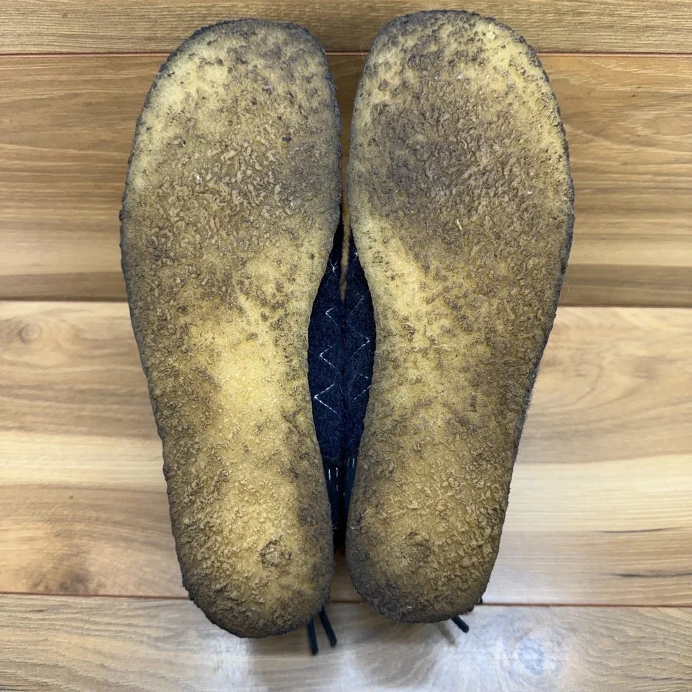 Clarks Wallabee Originals Sashiko Navy Mens 8 Blue Suede Wool Moc Toe Desert